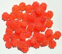 50 9mm Transparent Matte Orange Daisy Beads
